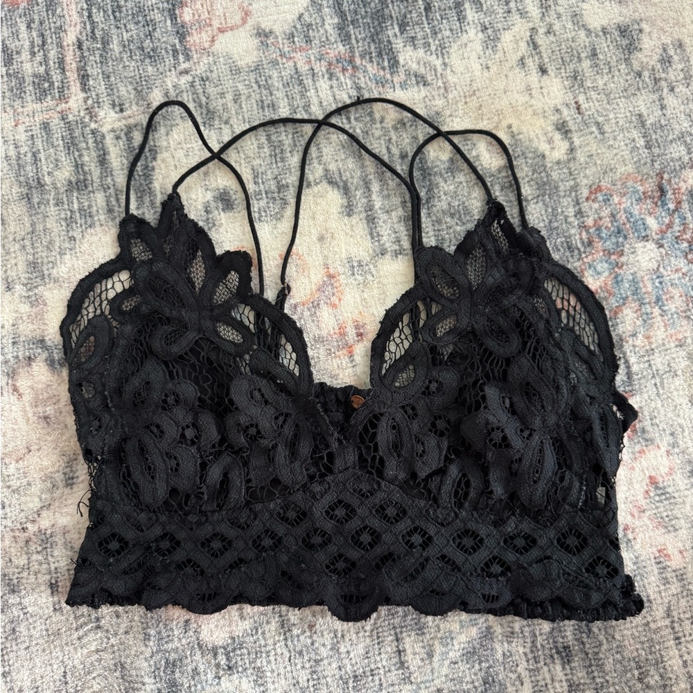 Free People Black Floral Lace Bralette